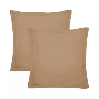 2 pillowcases cotton percale plain brown La percale caramel