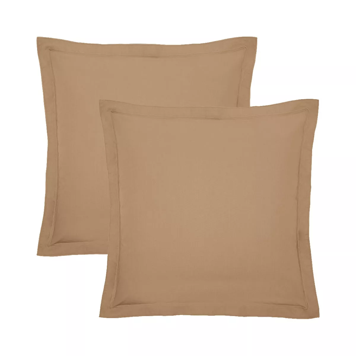 2 pillowcases cotton percale plain brown La percale caramel