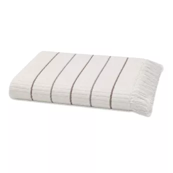 Drap de bain pur coton 580 g/m² tissé teint rayé violet Farniente violine