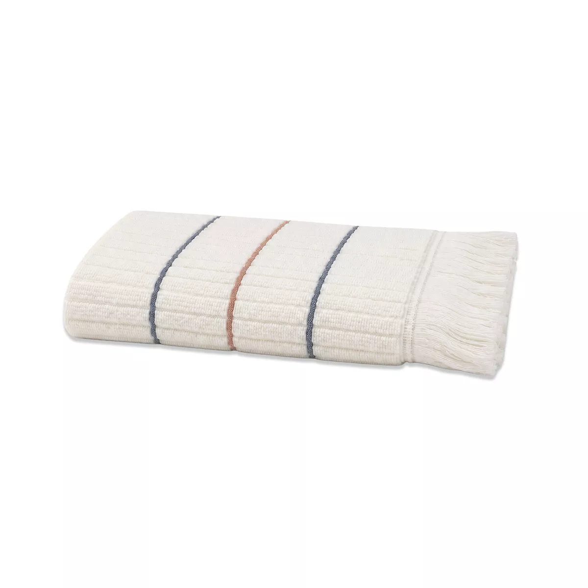 Bath towel 100% cotton 580 gsm tissé teint rayé navy blue burgundy Farniente tangerine