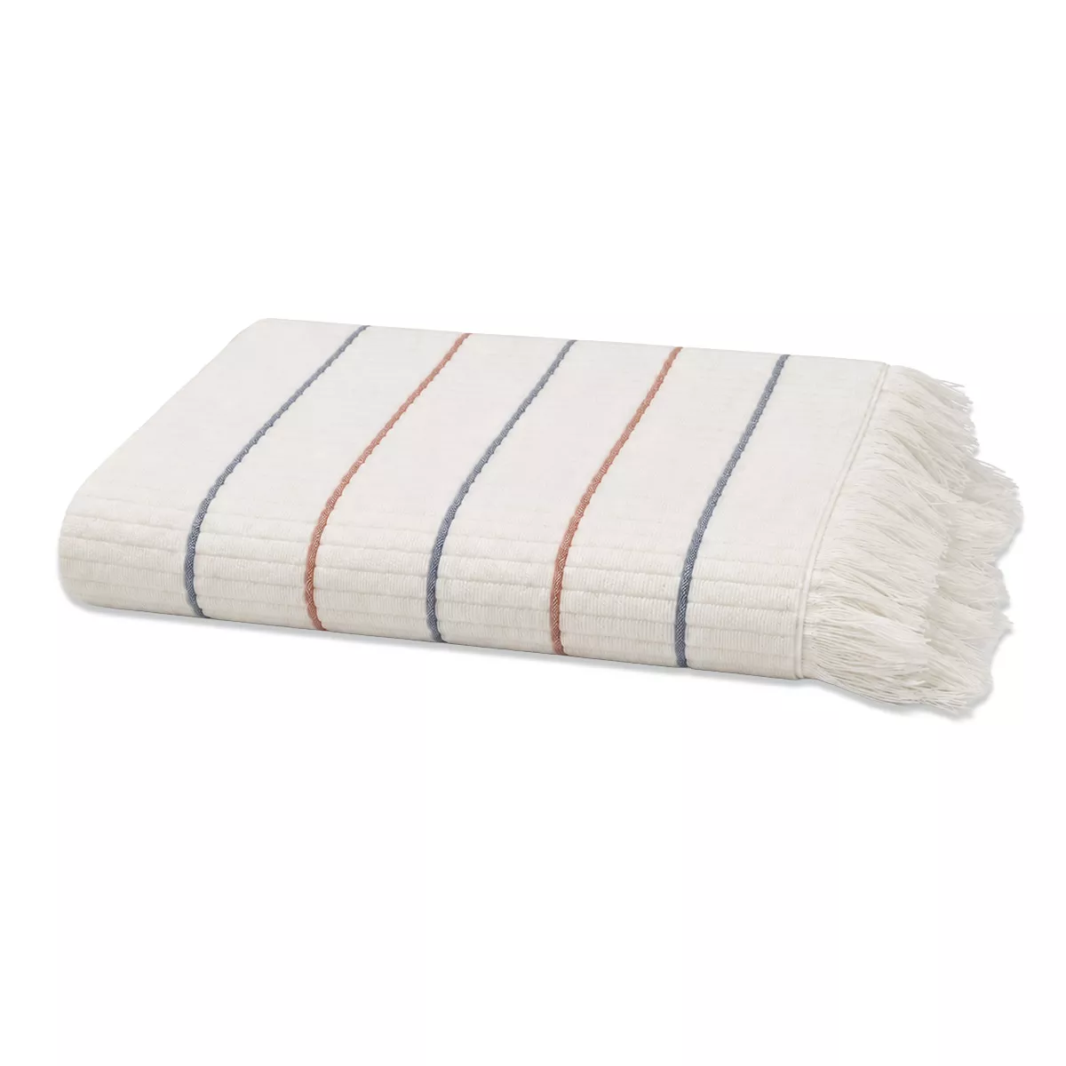 Bath towel 100% cotton 580 gsm tissé teint rayé navy blue burgundy Farniente tangerine
