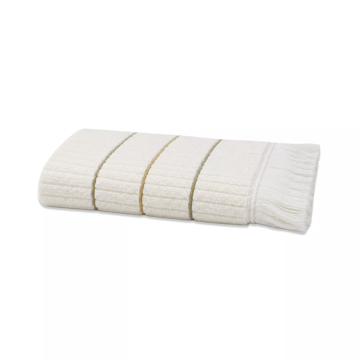 Bath towel 100% cotton 580 gsm tissé teint rayé green yellow Farniente pissenlit