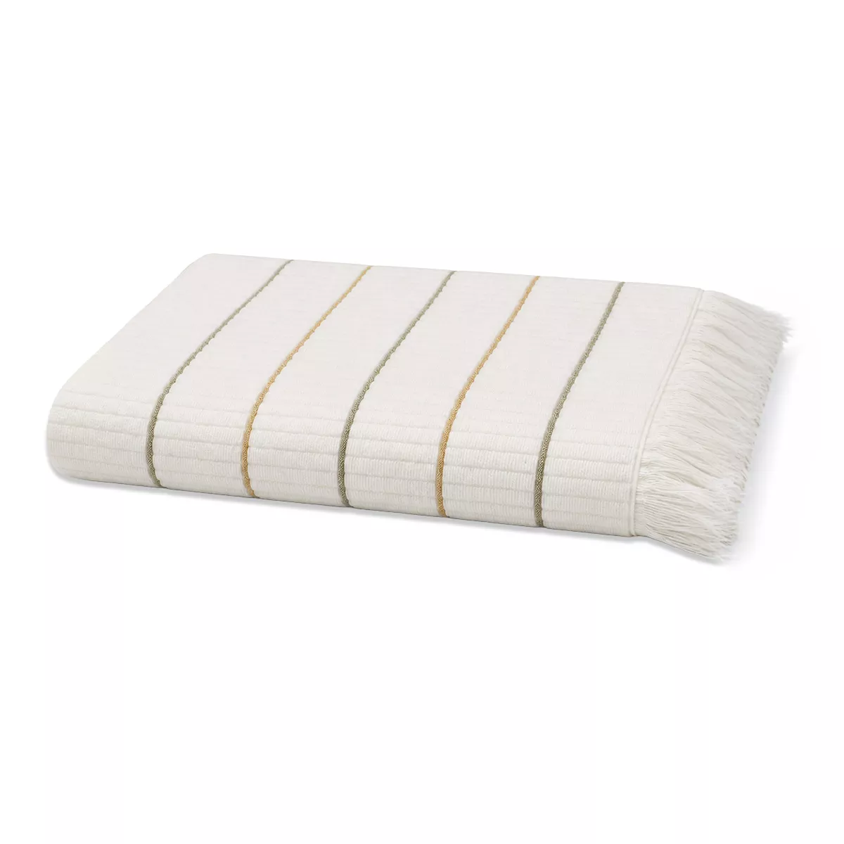 Bath towel 100% cotton 580 gsm tissé teint rayé green yellow Farniente pissenlit