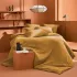Housse de couette gaze de coton lavé uni jaune Malia curry
