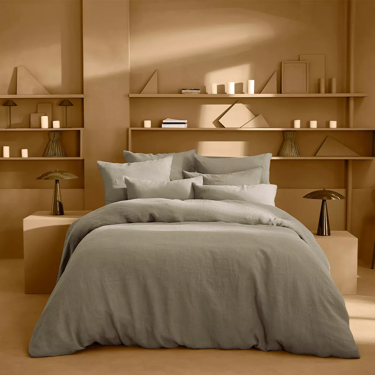 Duvet cover 100% linen prewashed 165 gsm plain brown beige Le lin lave taupe