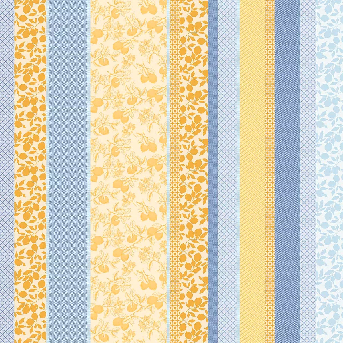 Fabric on measure 100% cotton coated 220 gsm jacquard pattern blue yellow Mille citrons provence