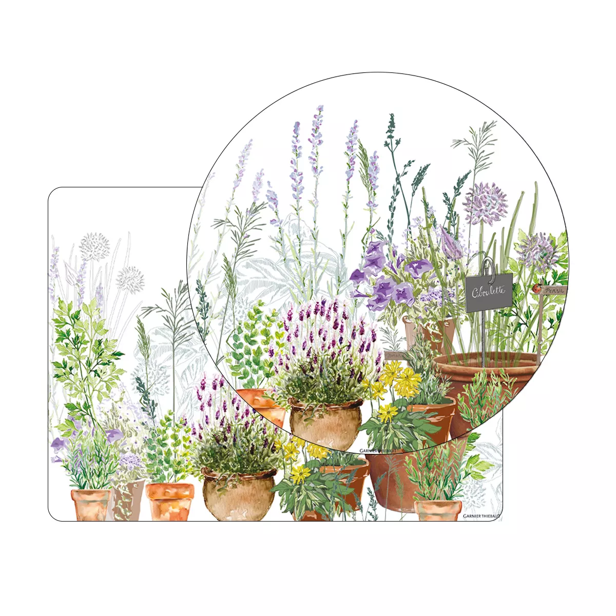 Table set vinyl 860 gsm printed purple green Jardin aromatique provence