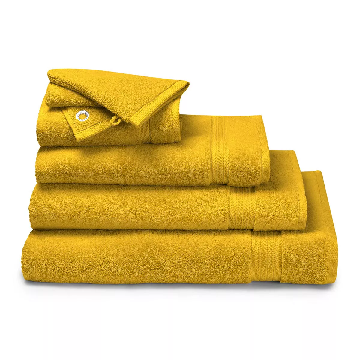 Linge de bain pur coton uni orange Elea safran