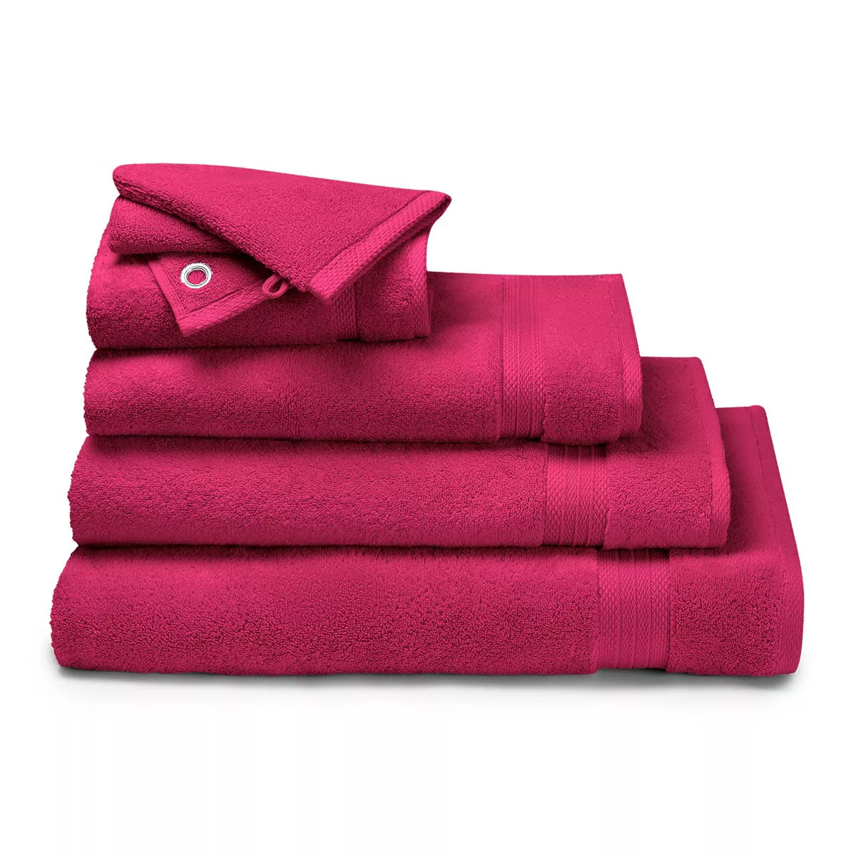 Bath set 100% cotton plain pink Elea fuchsia