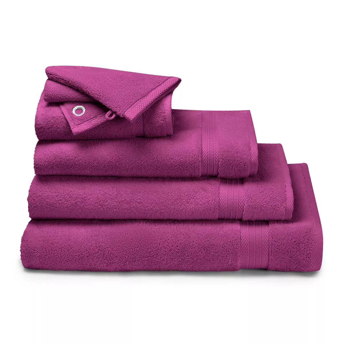 Bath set 100% cotton plain purple Elea raisin