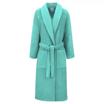Peignoir pur coton 420 g/m² uni bleu Elea curacao
