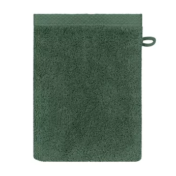 Gant de toilette pur coton 550 g/m² uni vert Elea kaki