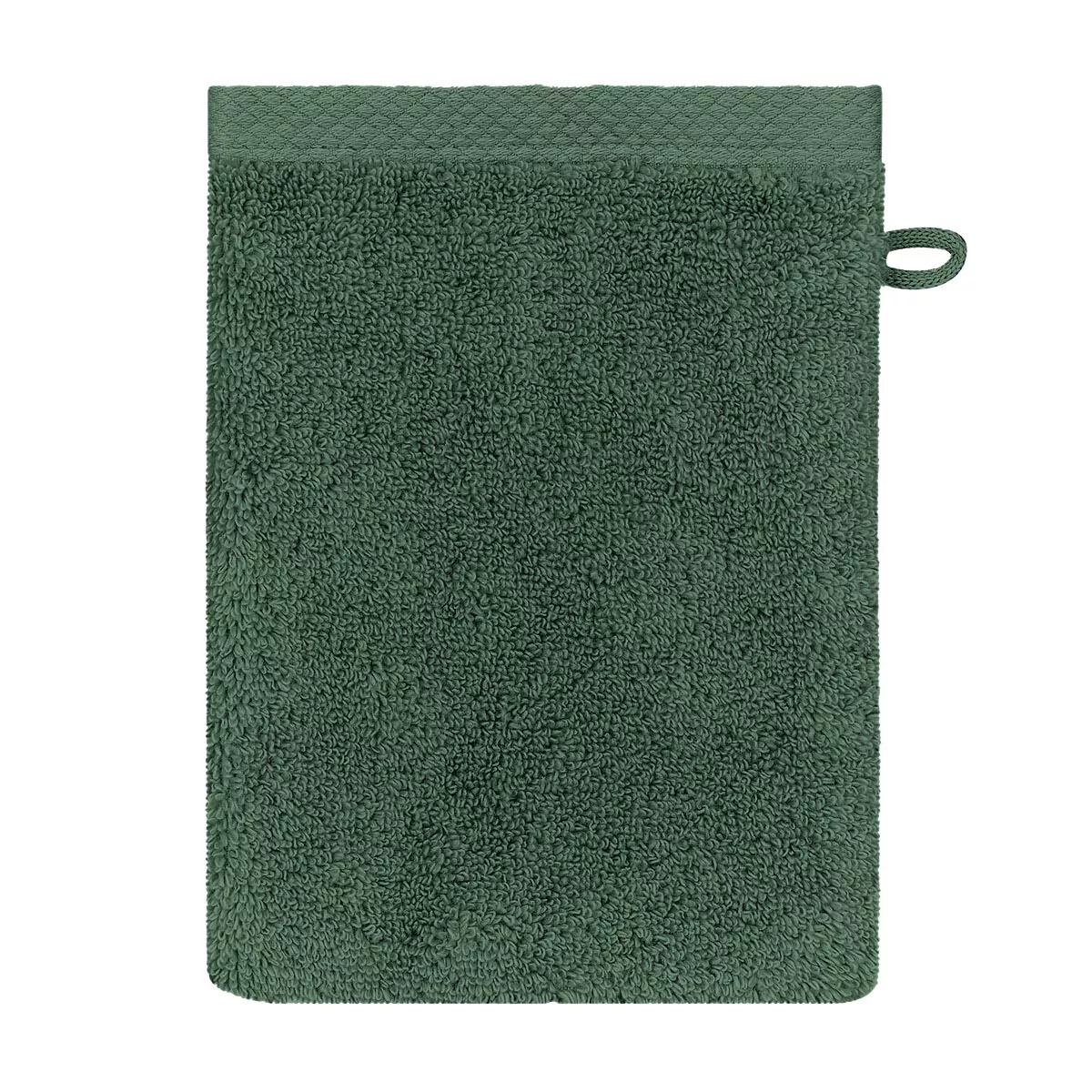 Gant de toilette pur coton 550 g/m² uni vert Elea kaki