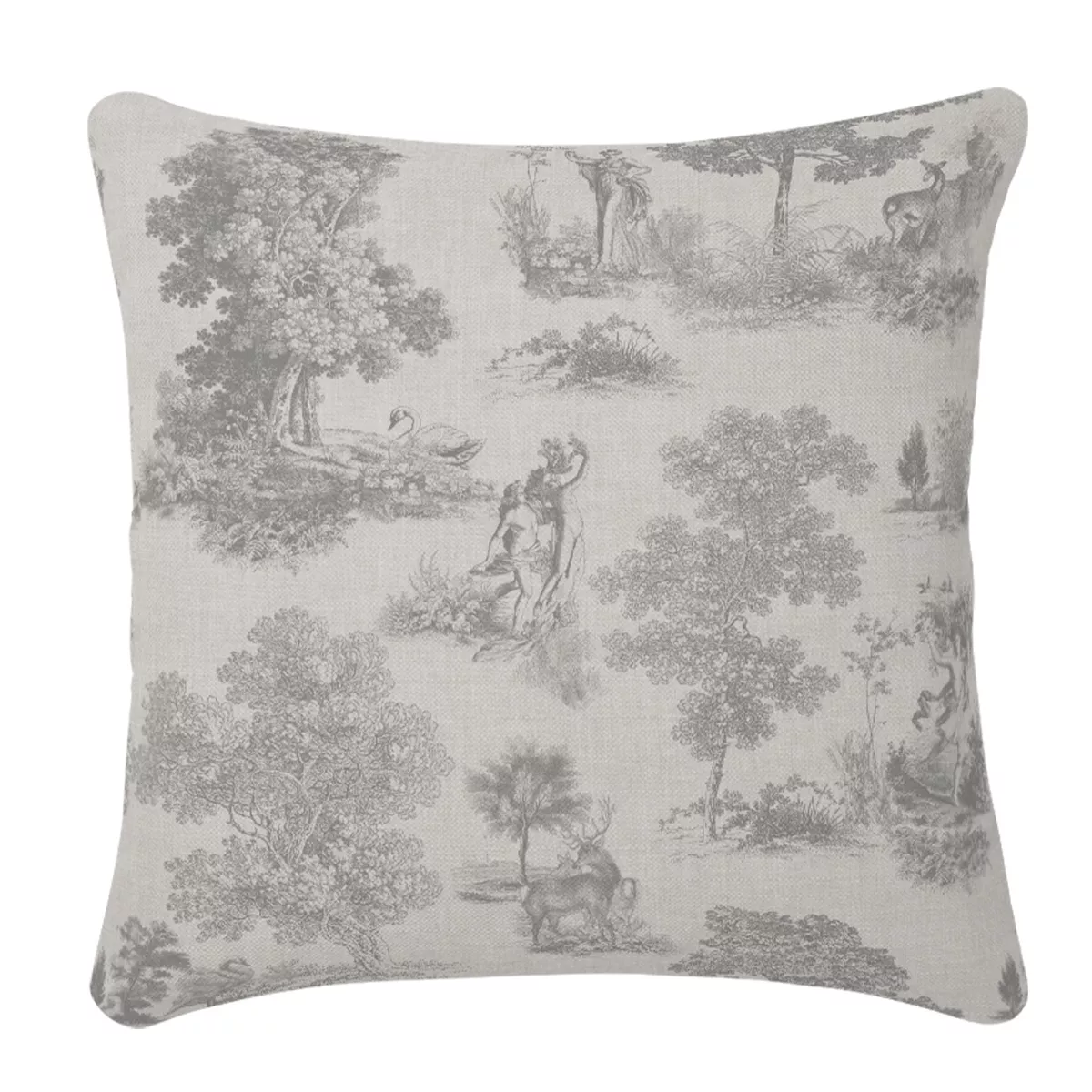Housse de coussin lin & coton 165 g/m² imprimé gris Poesie gris