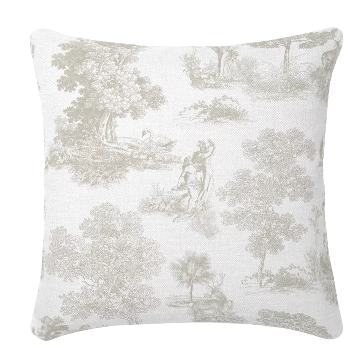 Housse de coussin lin & coton 165 g/m² imprimé beige Poesie lin