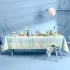 Nappe pur coton 220 g/m² motif jacquard bleu beige Mille iris d'eau aqua