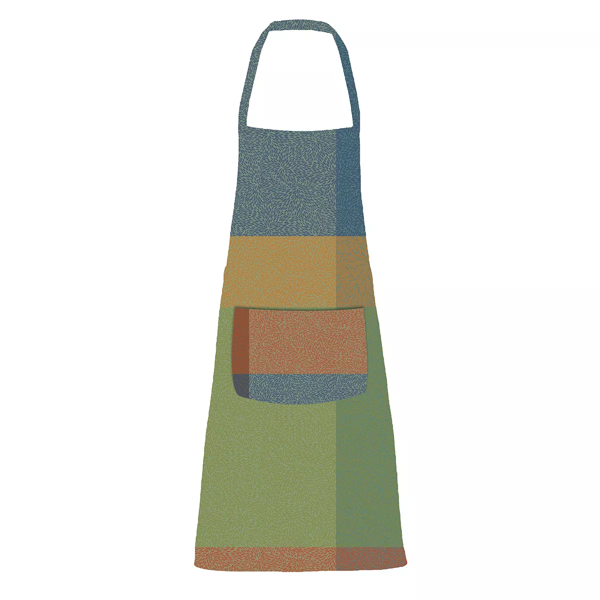 Apron 100% cotton coated 220 gsm jacquard pattern green orange Mille baies shetland