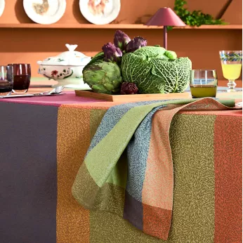 Serviette reine baumwolle 220 g/m² jacquard-muster grün orange Mille baies shetland
