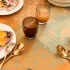 Table set 100% cotton coated 220 gsm jacquard pattern green brown Mille trees foret