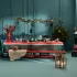 Tischdecke reine baumwolle fleckenschutz 220 g/m² jacquard-muster grün rot Noel magique houx
