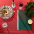 Set pur coton antitache 220 g/m² motif jacquard vert rouge Noel magique houx