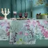 Chemin de table lin & coton lavé 150 g/m² imprimé bleu violet Ombres boisees givre