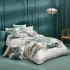 Bed set cotton sateen 115 gsm printed blue beige Utopie encre
