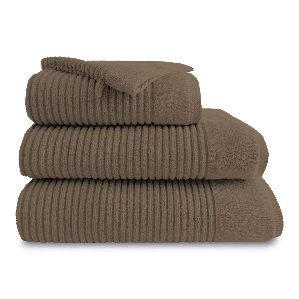 Bath set 100% cotton plain brown Vitae chocolat