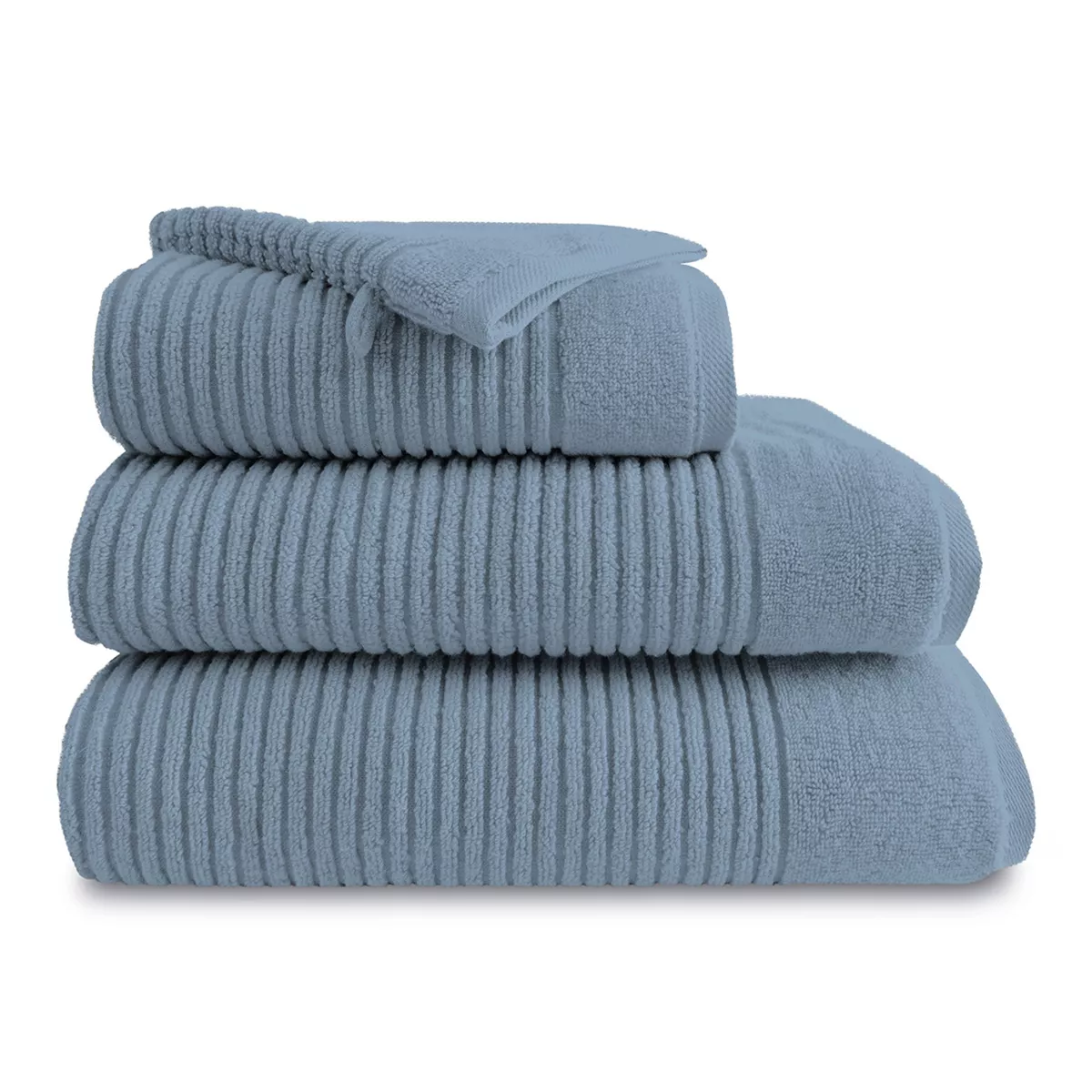 Bath set 100% cotton plain blue Vitae givre