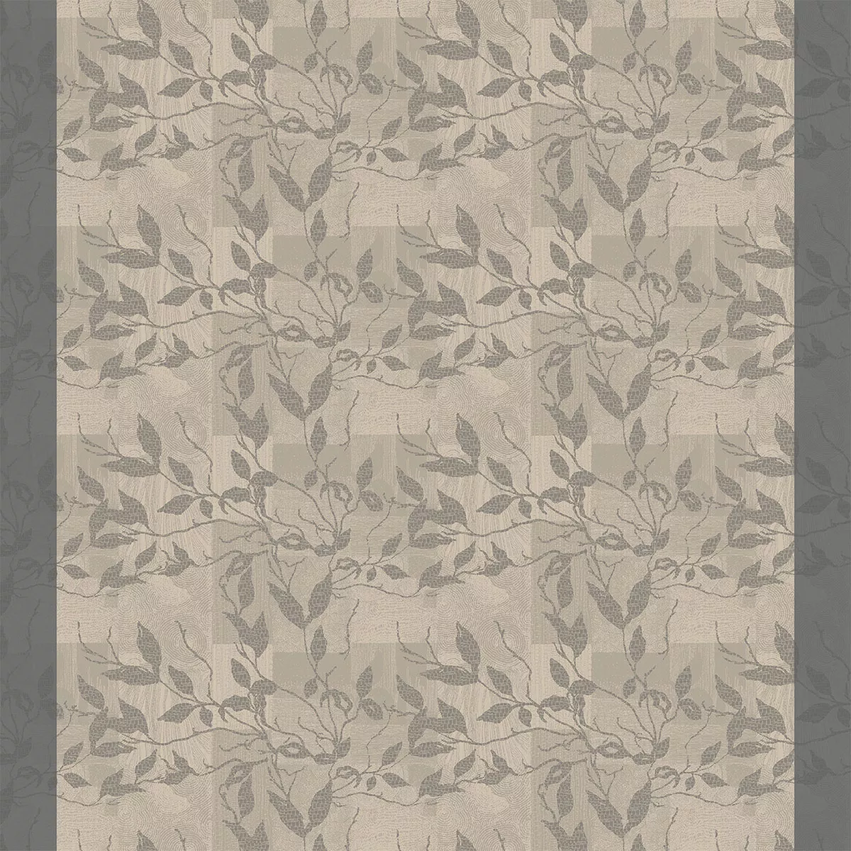 Nappe sur mesure pur coton enduit 220 g/m² motif jacquard gris anthracite Mille prunus silver