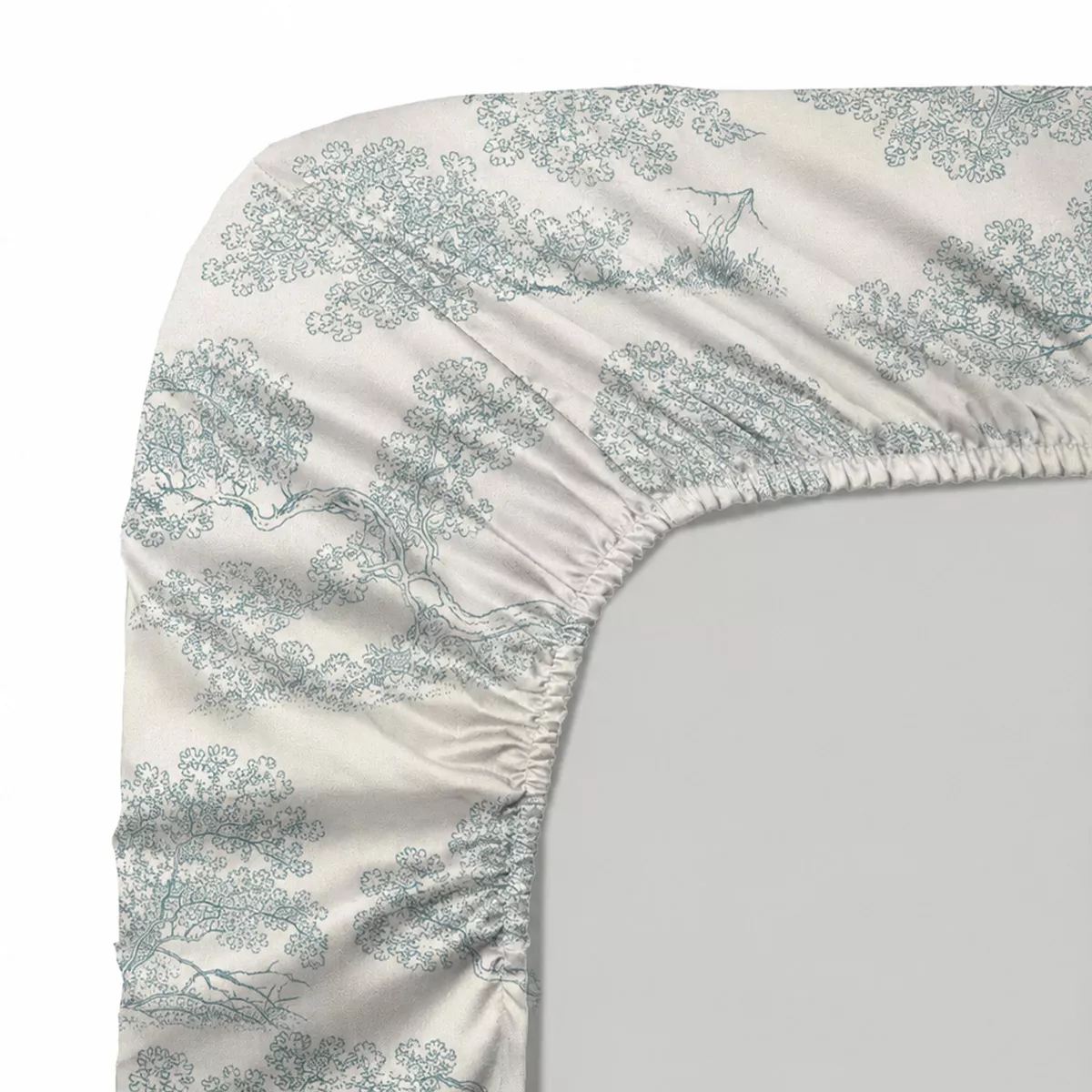 Drap housse b35 satin de coton 115 g/m² imprimé bleu beige Utopie encre