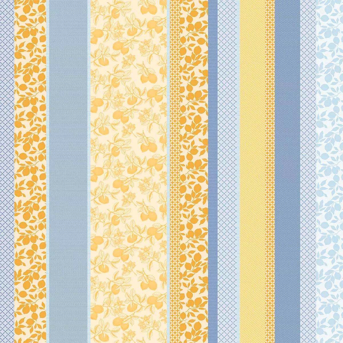 Fabric on measure 100% cotton 220 gsm jacquard pattern blue yellow Mille citrons provence