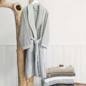 Peignoir pur coton 420 g/m² uni gris Elea nuage