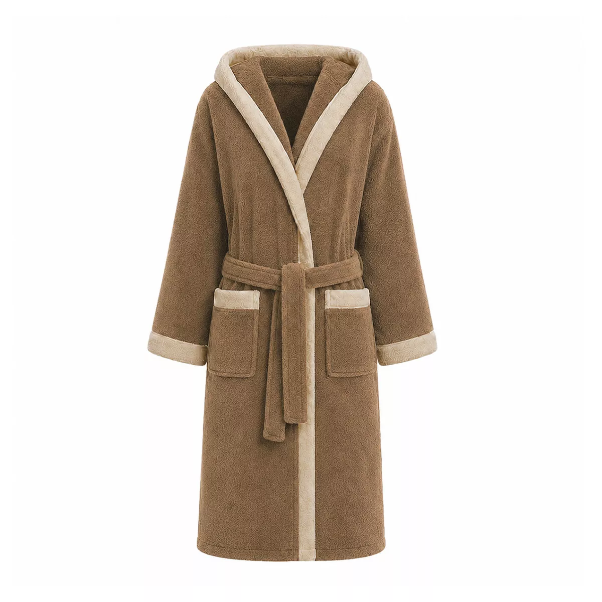 Peignoir a capuche pur coton 380 g/m² uni beige marron Club chocolat