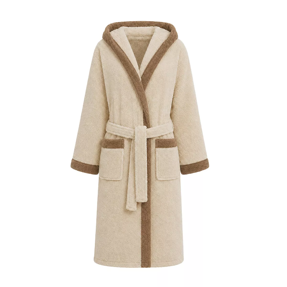 Peignoir a capuche pur coton 380 g/m² uni beige marron Club stone