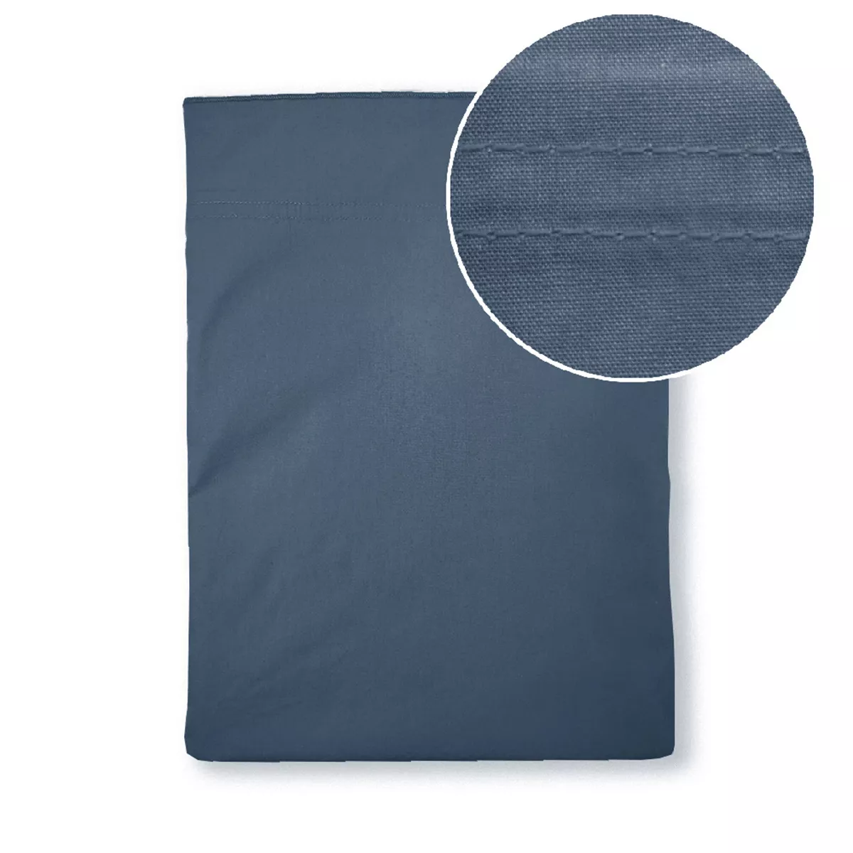 Drap plat percale de coton uni bleu Giulia denim