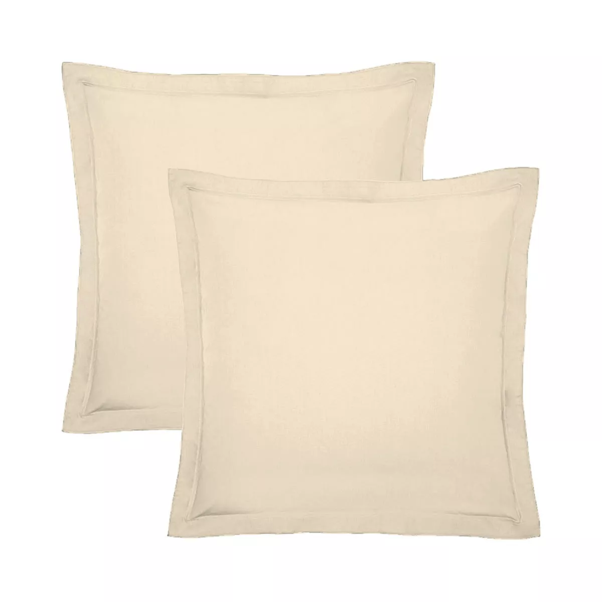 Lot de 2 taies percale de coton uni ivoire Giulia ivoire