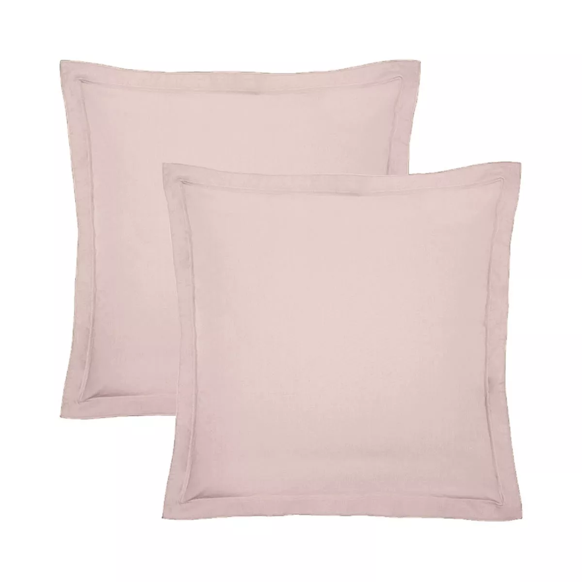 Lot de 2 taies percale de coton uni rose Giulia petale