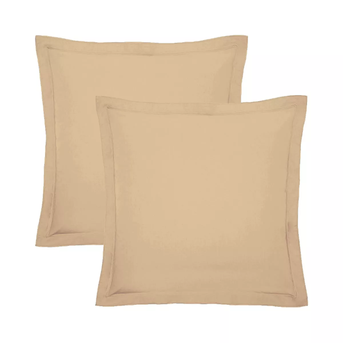 Lot de 2 taies percale de coton uni beige Giulia stone
