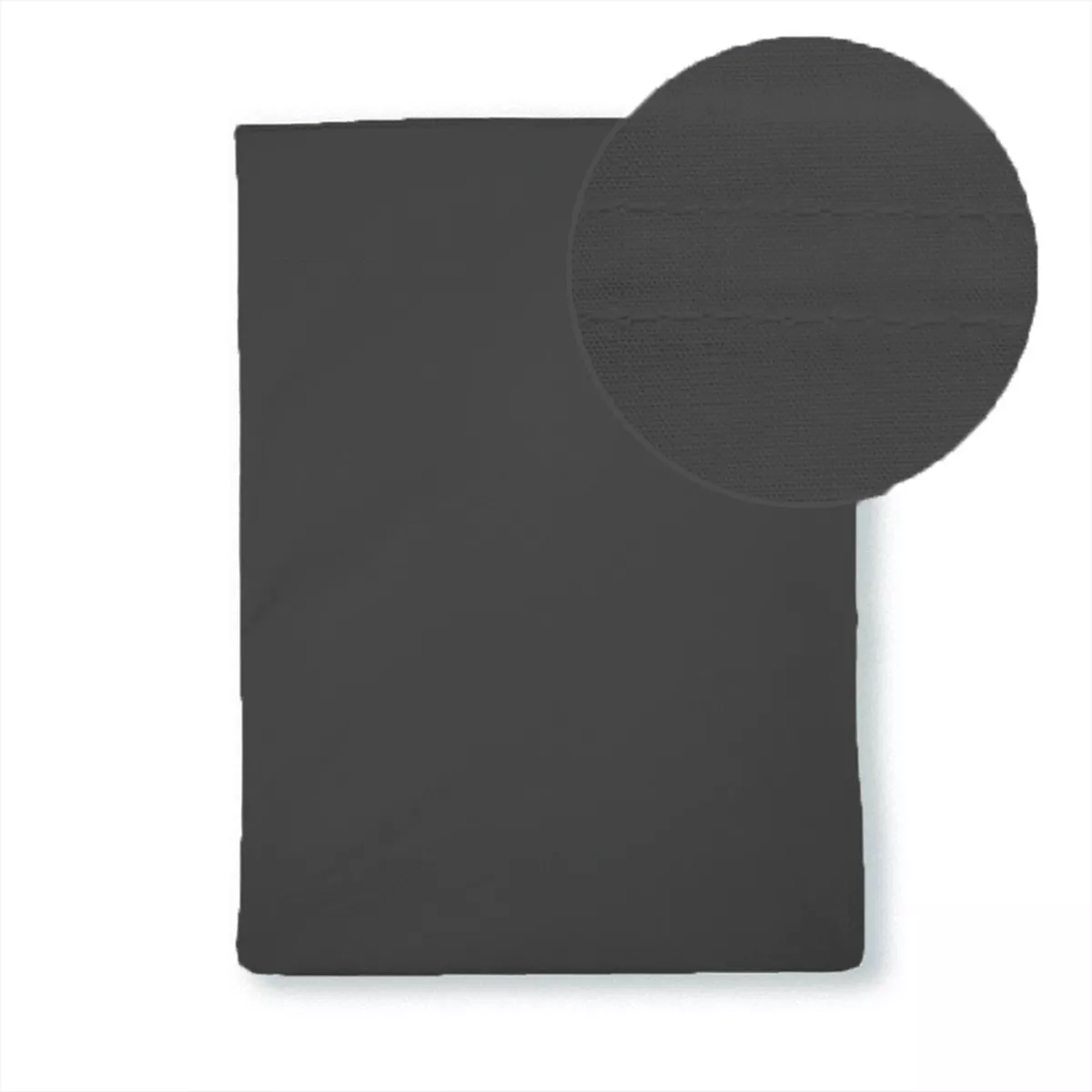 Drap plat percale de coton uni anthracite Giulia titane