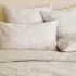 Taie d'oreiller pur coton lavé imprimé beige Souffle de ginkos naturel