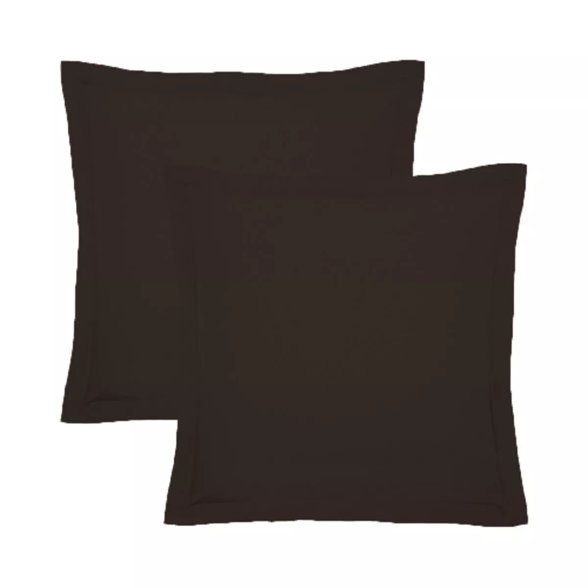 Lot de 2 taies percale de coton uni chocolat Giulia chocolat
