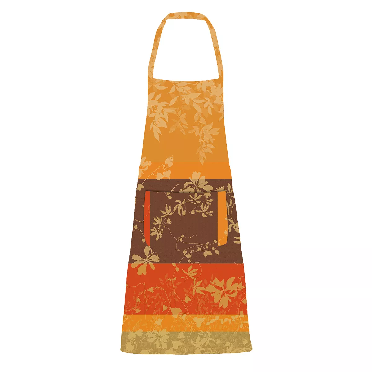 Apron 100% cotton coated 220 gsm jacquard pattern orange brown Mille lierres automne