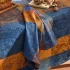 Serviette reine baumwolle 220 g/m² jacquard-muster blau braun Mille branchages crepuscule