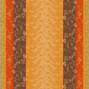 Nappe sur mesure pur coton 220 g/m² motif jacquard orange marron Mille lierres automne