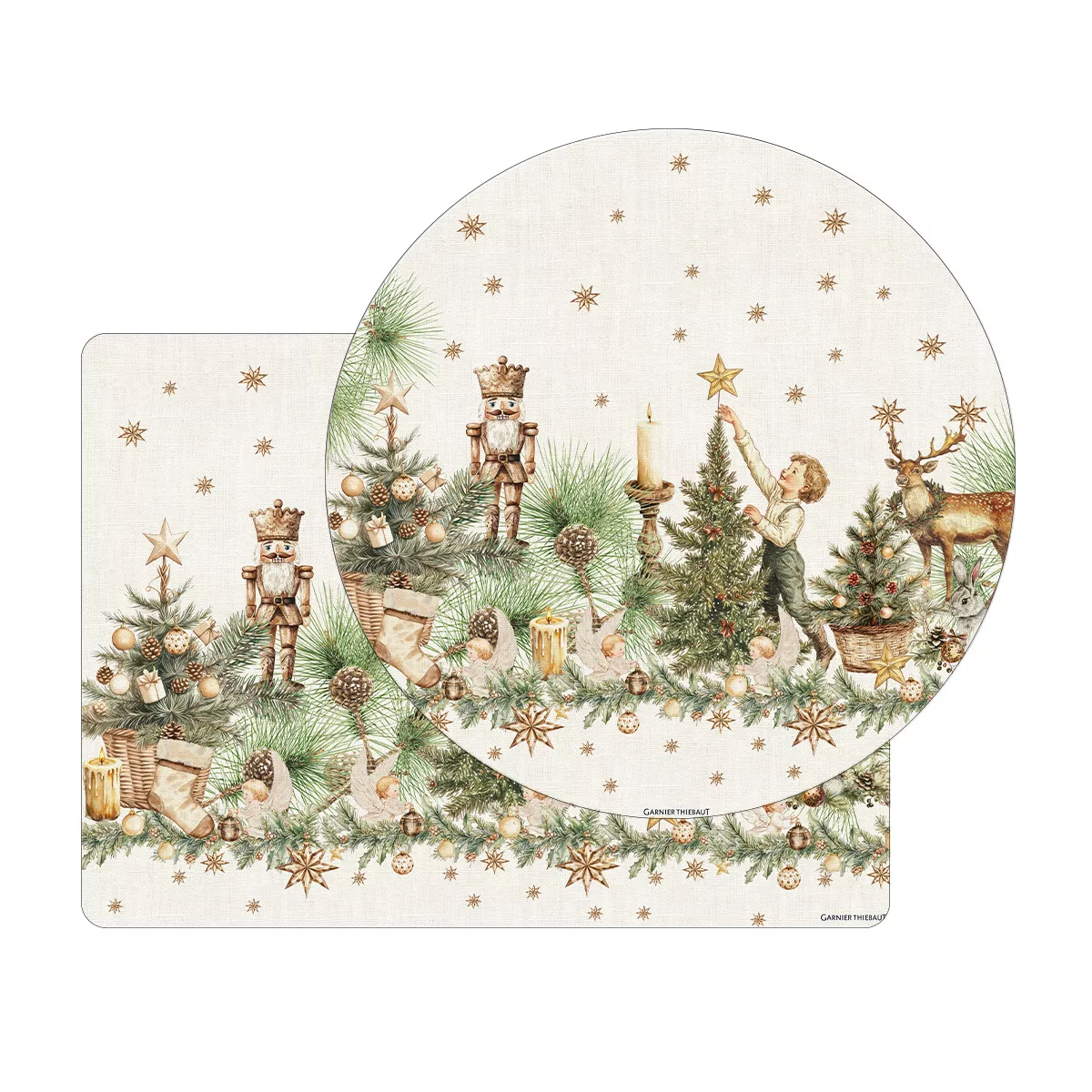 Table set vinyl 860 gsm printed green yellow Noel vintage dore