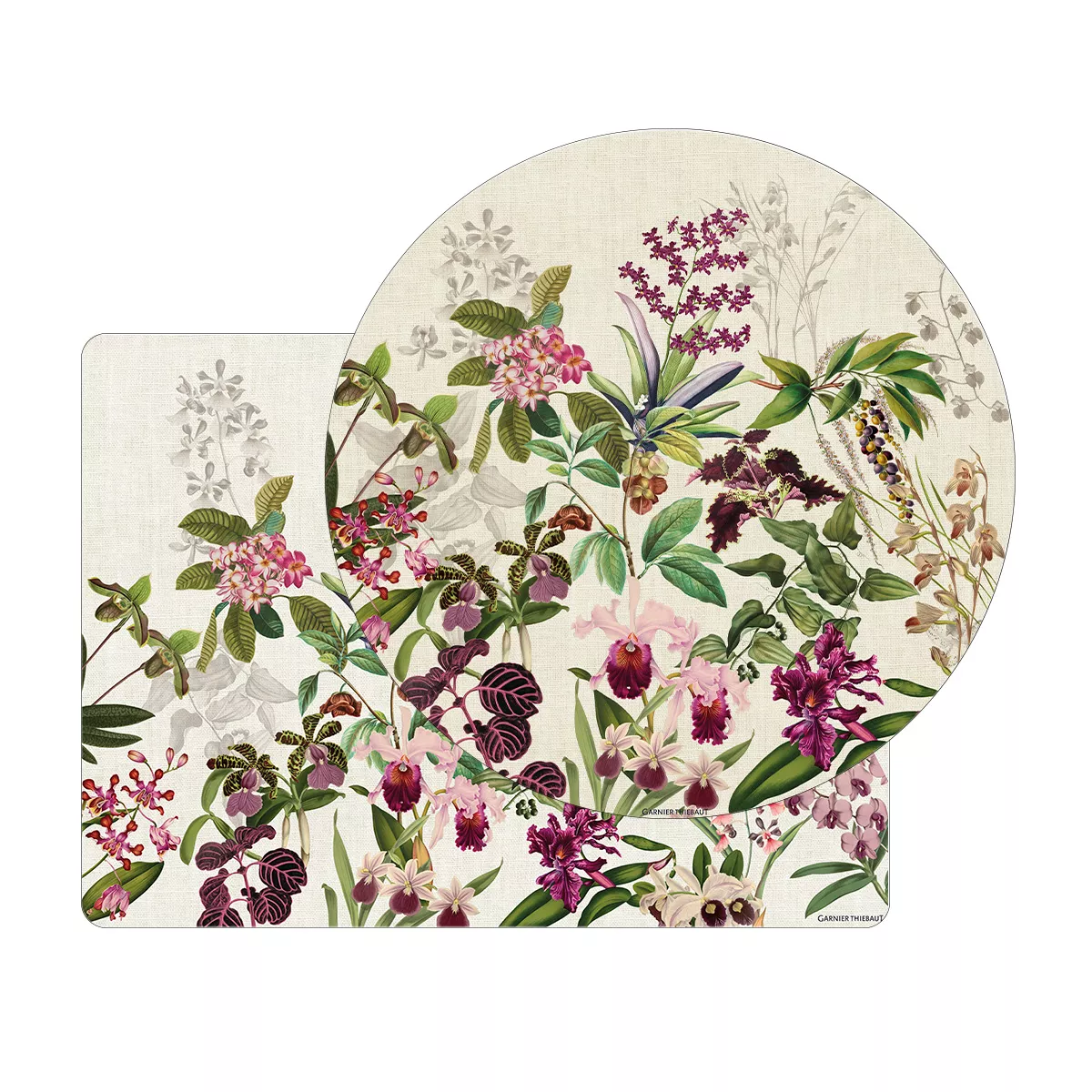 Table set vinyl 860 gsm printed beige purple Parfum d'orchidee grege