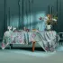 Table linen set linen & cotton prewashed 150 gsm printed purple blue Ombres boisees givre