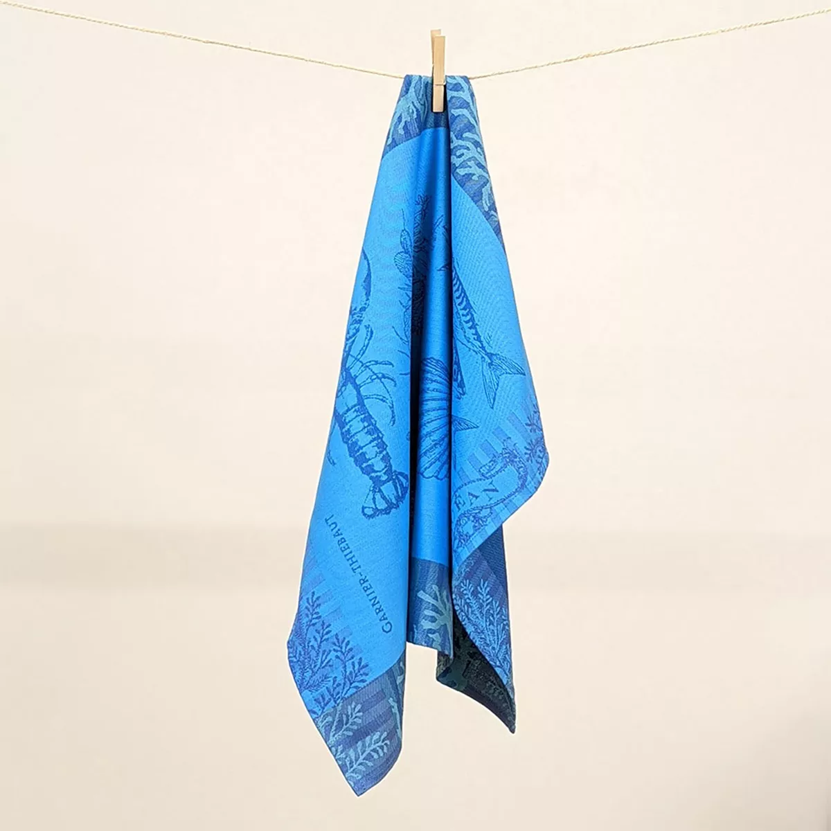 Kitchen towel 100% cotton jacquard pattern blue L'ocean bleu