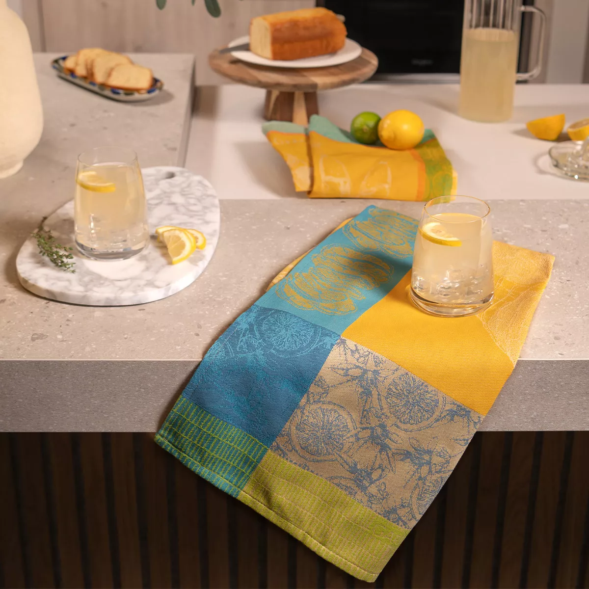 Geschirrtücher reine baumwolle jacquard-muster gelb Limonade au thym soleil